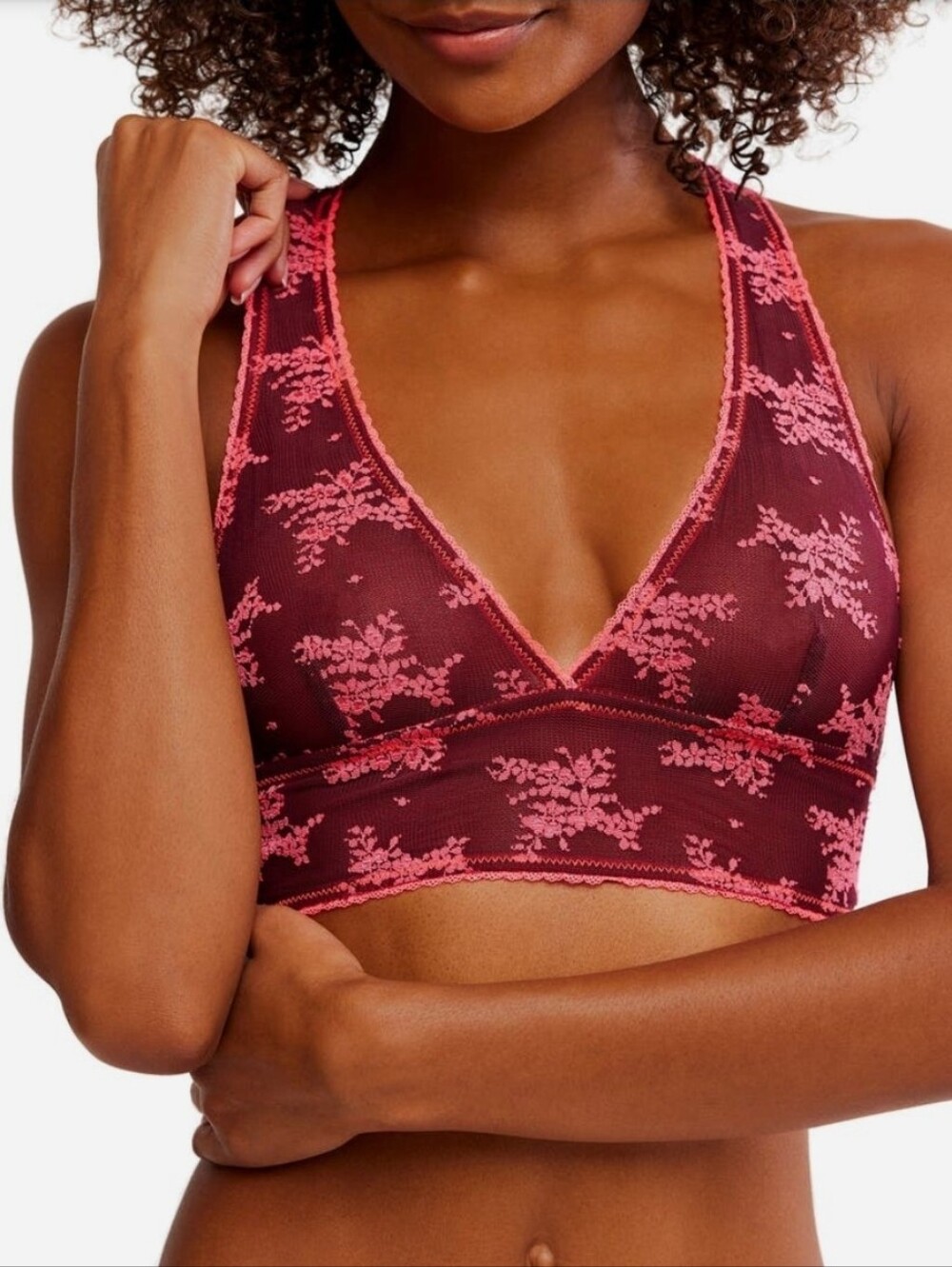 Free People Talk About It Racerback Bralette ~ Zinfadel Combo